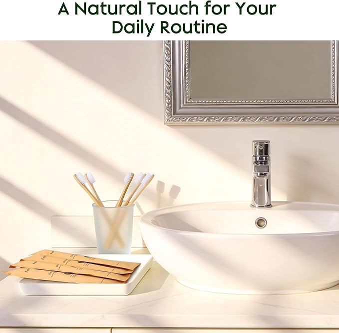 30 Pack Bamboo Toothbrushes Kit, Disposable Travel Toothbrushes with Toothpaste (6g), Individually Wrapped Guest Dental Kit for Hotel Amenities, Airbnb Hosts, Travel & Camping