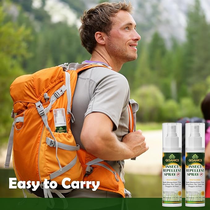 Mosquito Repellent Spray for Body, Natural Bug Spray Travel Size, Plant-Based Ingredients, DEET-Free, Insect Repellent Spray for Skin 4 Fl Oz, 2 Pack