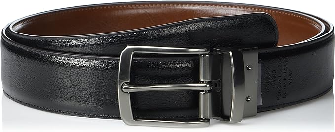 Perry Ellis Men's Portfolio Reversible Bonded Leather Stitch & Heat Crease Dress Belt