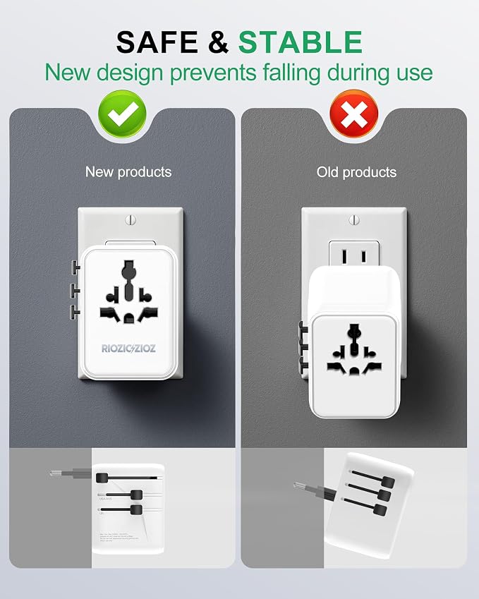 35W Universal Travel Plug Adapter,7-Port PD&QC Fast Charging Power Adapter(2AC&2USB-A&3USB-C),Worldwide Outlet Wall Charger for USA/EU/UK/AUS Over 200 Countries-Type C/A/G/I