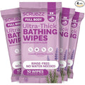 Extra Large Bath Wipes for Adults Bathing No Rinse - 40 Ultra Thick Disposable Body Cleansing Wipes for Men, Women & Elderly - Great for Gym, Camping, Post Surgery - Lavender
