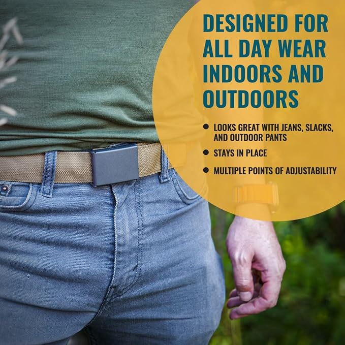 Wazoo Cache Belt for Men with Hidden Pocket, Adjustable Anti-Theft Travel Belt, Nylon with Stainless Steel Buckle