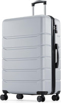 Sweetcrispy 28 Inch Carry on Luggage, Hard Shell ABS Suitcase with Double Spinner Wheels, Lightweight Expandable Rolling Suit Case with TSA Lock, Light Grey