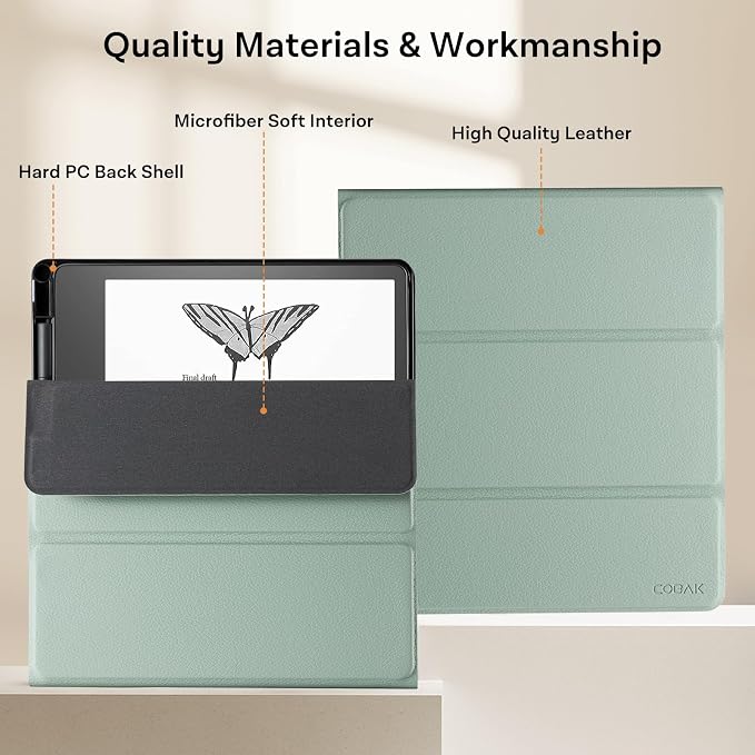 CoBak Stand Case for Kindle Scribe - Premium Folio Leather Cover with Pen Holder, Auto Sleep/Wake - Compatible with 10.2 Inch Kindle Scribe (2022/2024 Release) | Premium