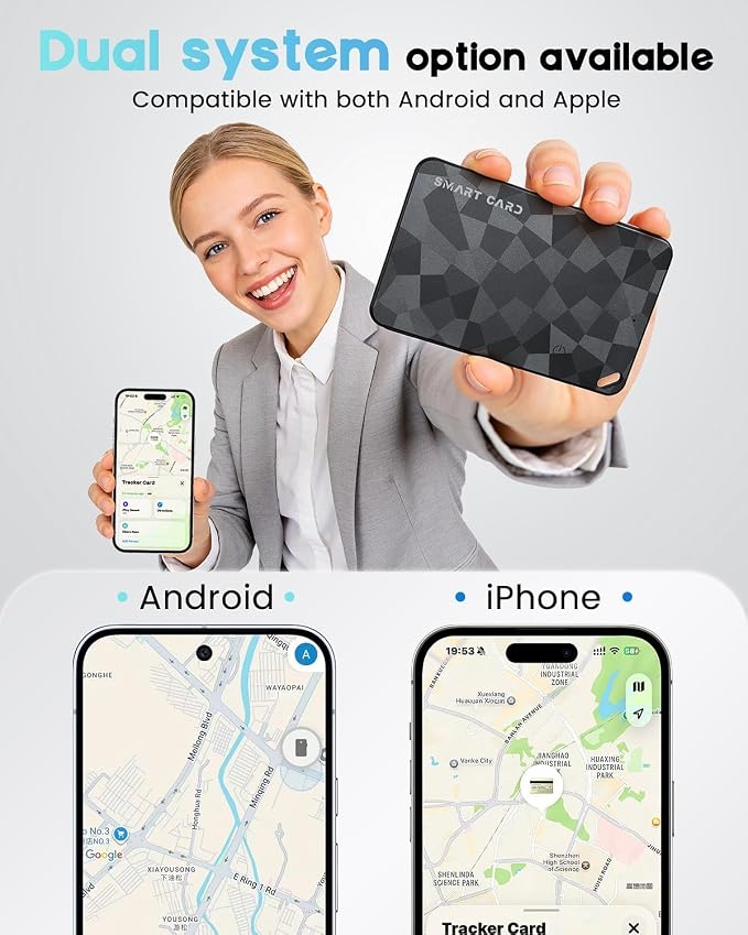 (2 Pack) 2026 Wallet Tracker Card (iOS and Android) Slim Tracking Card, 6-12 Years Battery Bluetooth Smart Card, Work with Apple Find My & Google Find Hub, GPS Locator for Passports, Keys, Backpack