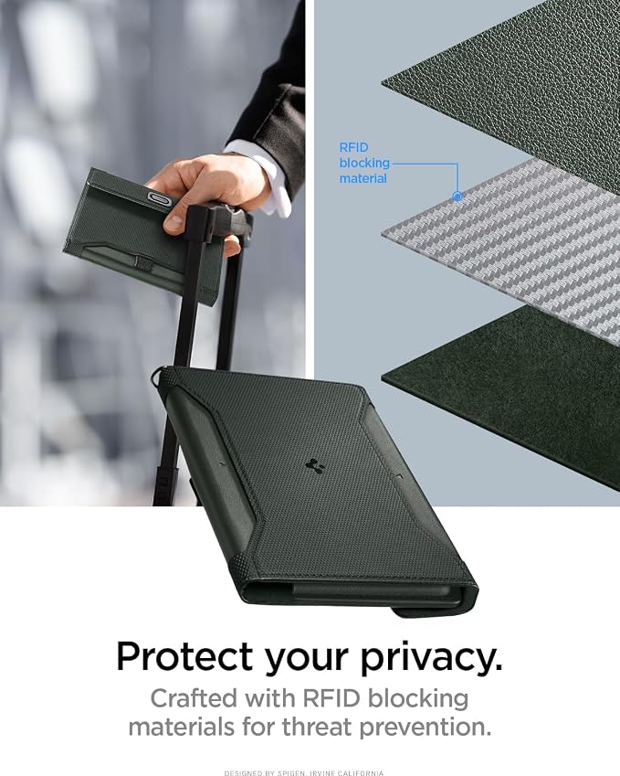 Spigen Life for Passport Card Cover Holder with RFID Blocking Technology Wallet Travel Documents Organizer Protector Accessories, SIM Card Pin Included