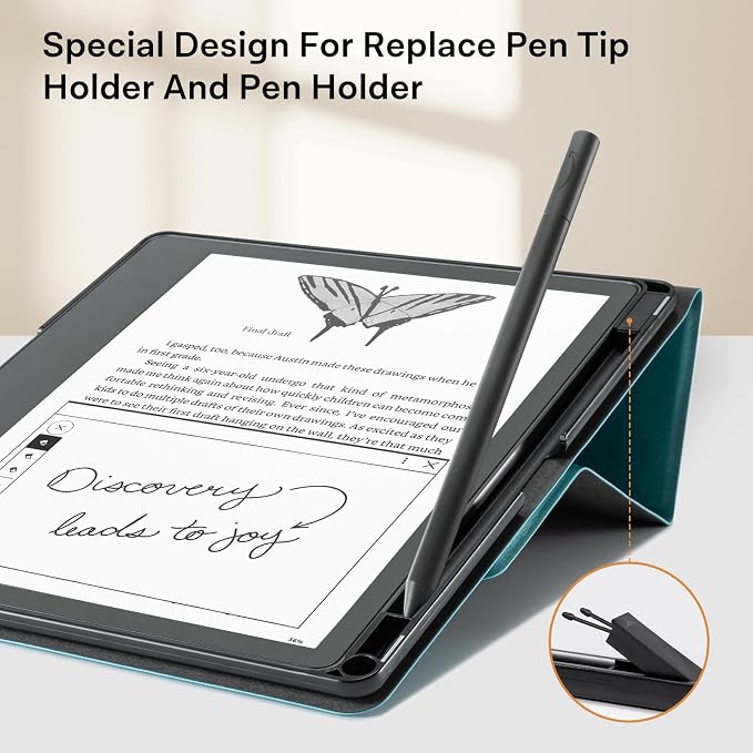 CoBak Case for Tablet Reader - All New PU Leather Cover with Auto Sleep Wake Feature for Tablet Reader 10.2" 2022 & 2024 Released with Pen Holder (not Compatible with Remarkable),Mint Green