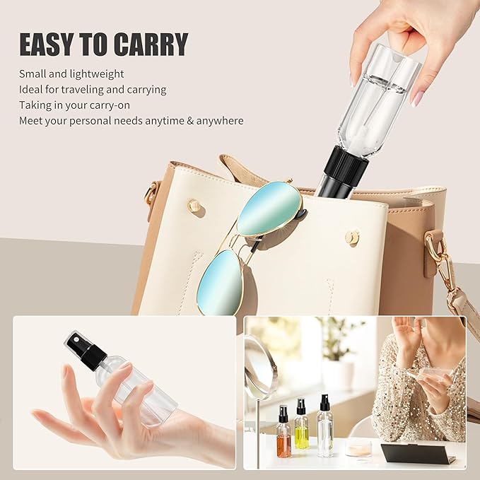 EPHECH 100PCS Small Spray Bottle, Travel Spray Bottle Clear Fine Mist Spray Bottles Plastic Empty Refillable Spray Bottles for Skin Care, Hair Care, Plant Care & Home Cleaning-80ml