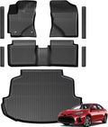 Floor Mats for Toyota Corolla 2014-2019, All Weather Floor Mats Trunk Cargo Liner and Door Sill Guards Accessories, Full Coverage Set (Fit Sedan Models)