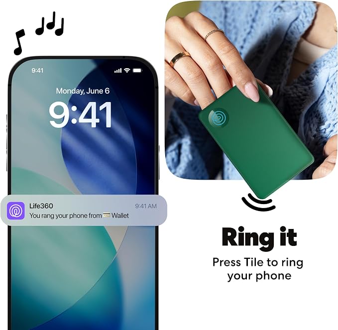 Tile by Life360 Slim - Wallet Finder, Bluetooth Tracker and Item Locator for Luggage Tags, Passports and More. Both iOS and Android Compatible. Phone Finder. 1-Pack (Green Surf)