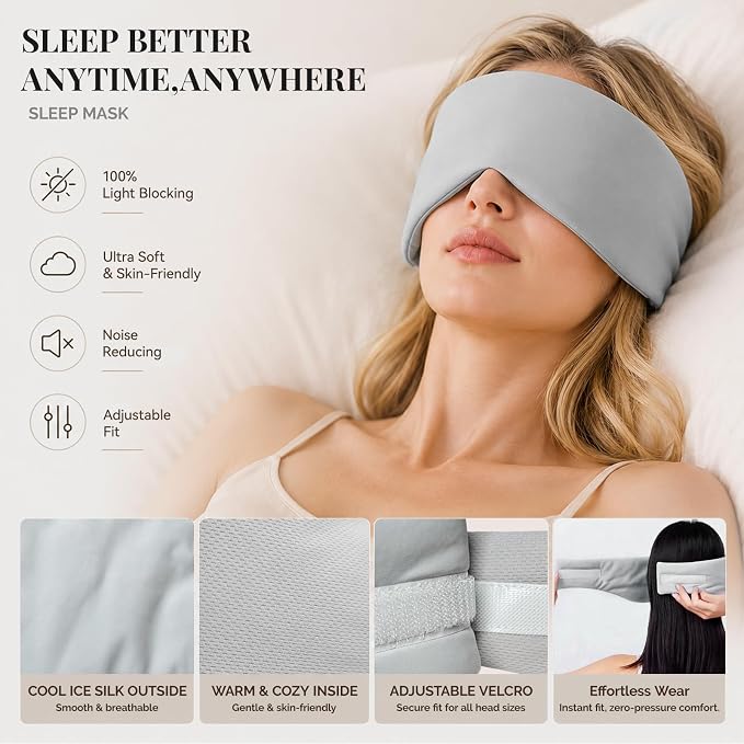 Sleep Pod Set for Deep Sleep - Wearable Sleeping Bag with Soft Weighted Warm Fabric & Premium Eye Mask, Cozy Slumber Wrap for Home Lounging, Camping & Long Travel, Restful Sleep Companion Combo