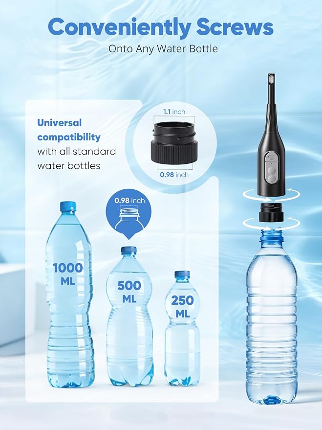Portable Bidet for Travel – Electric Peri Bottle with Dual Spray Modes, 360° Nozzle, Water Bottle Adapter, USB Rechargeable, Waterproof, Travel Bidet for Postpartum & Personal Hygiene