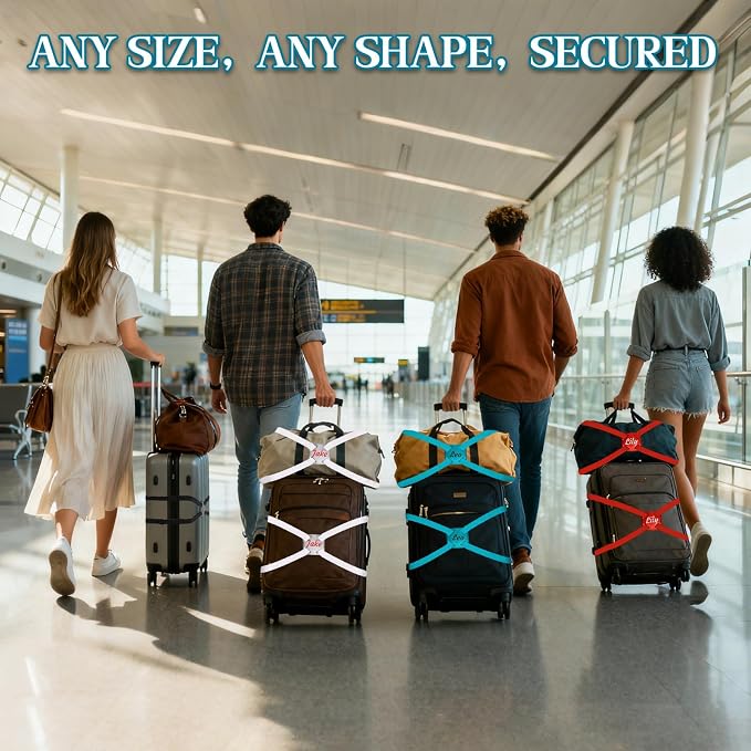 Personalized Luggage Straps Bag Bungee, 1 Pc Custom Luggage Straps for Suitcases - Add a Bag Securely, Burst-Proof Elastic Travel Strap, High-Vis Luggage Connector Straps Adjustable 28"-95" (1)
