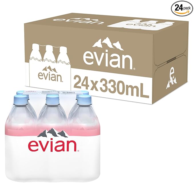 Evian Natural Spring Water, 330 ML (11.15 fl oz) bottles, 24 pack