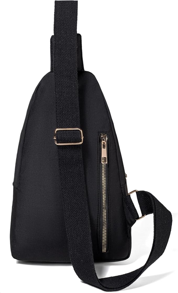 Banelu Small Crossbody Sling Backpack Sling Bag for Women, Chest Bag Daypack Fanny Pack Cross Body Bag for Outdoors Hiking Traveling - Gold Zipper