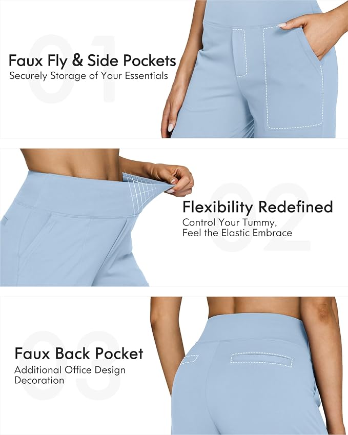 G4Free EverGoing Yoga Pants Women Wide Leg Pants with Pockets High Waist Stretch Dress Casual Sweatpants Petite/Regular/Tall