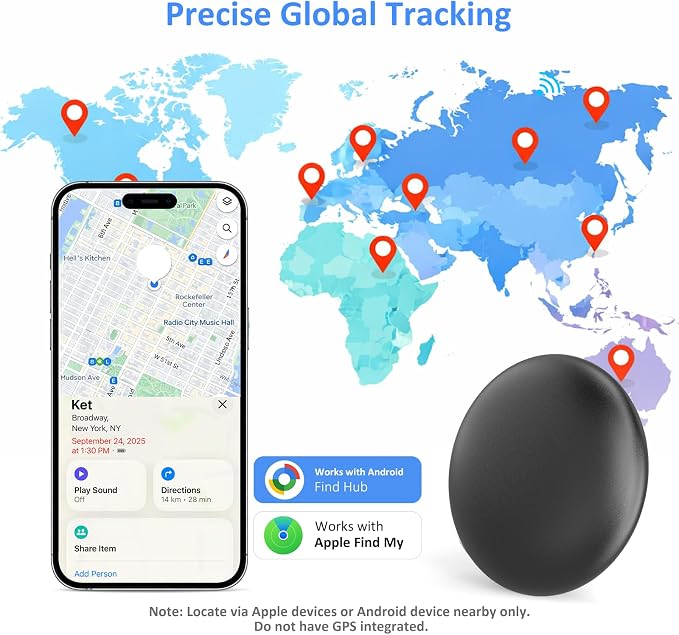 Tracker Tag, Bluetooth Item Finder, Compatible with Both iOS & Android | Works with Find My & Find Hub Apps, for Keys, Wallet, Luggage, Pets, 4-Pack