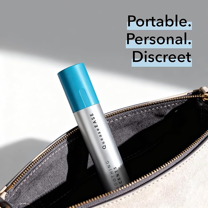 QueaseEASE Aromatic Nasal Inhaler for Nausea, Motion & Morning Sickness, GLP-1 Nausea, Chemo Queasiness, – Drug-Free Essential Oil Stick for Fast, Portable Relief from Queasy Moments