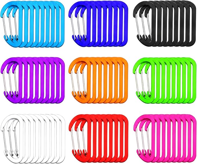 Shimeyao 180 Pcs Small Aluminum Clip Keychain Buckle Clip Bulk Mini Aluminum Ring Shape Small Lock Spring Snap Hook
