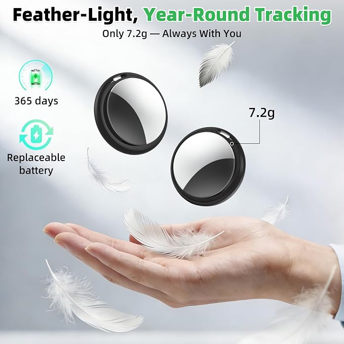 4 Packs Air Tracker Tags Compatible with Find My (iOS Only), Bluetooth Tracker, Smart Keys Finder and Item Locator with Waterproof Case for Wallet Luggage Backpack (4Black)