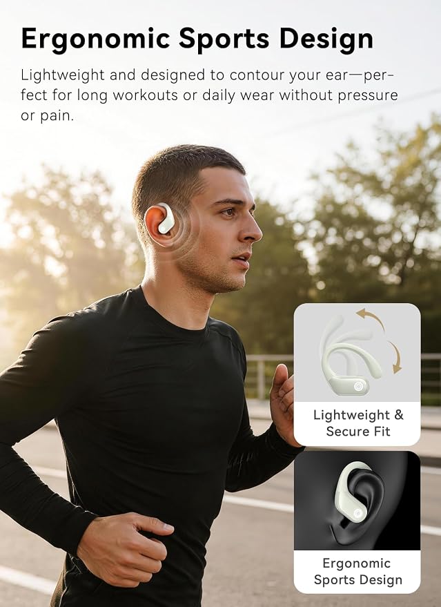 jaddsa Wireless Earbuds, 2026 ENC Noise Cancelling Ear Buds with Smart Touchscreen, Bluetooth 5.4 Headphones, Bass Stereo Sound Over-Ear Earbuds, 5 EQ Modes for Sports/Travel/Gym- Ivory White