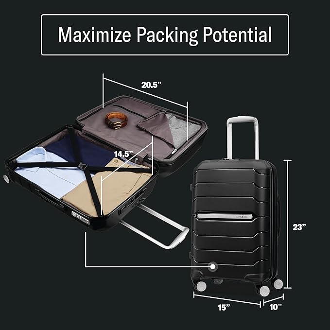 Samsonite Freeform Hardside Carry-On Luggage with Spinner Wheels - Hardshell Suitcase - TSA, Airline-Approved - Expandable Hard Shell, Smooth Rolling Wheels for Lightweight Travel - Amethyst Purple