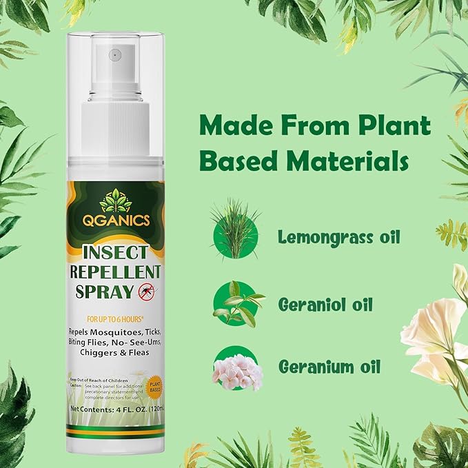 Mosquito Repellent Spray for Body, Natural Bug Spray Travel Size, Plant-Based Ingredients, DEET-Free, Insect Repellent Spray for Skin 4 Fl Oz, 2 Pack