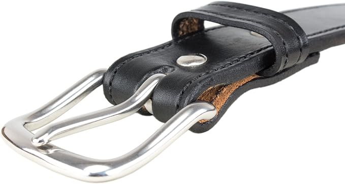Hidden Money Pocket Travel Leather Belt (Size 34, Black)