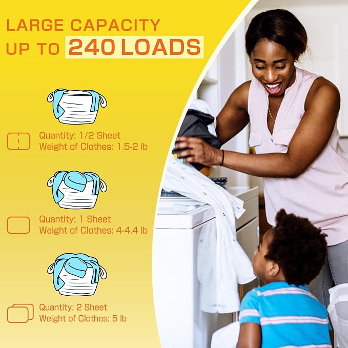 Soulink Laundry Detergent Sheets, 240 Loads - Eco-Friendly, Plant-Based, Hypoallergenic, No Plastic Jug (Morning Bloom Scent)