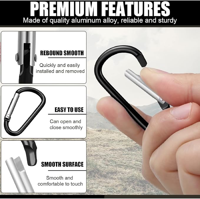 Shimeyao 180 Pcs Small Aluminum Clip Keychain Buckle Clip Bulk Mini Aluminum Ring Shape Small Lock Spring Snap Hook