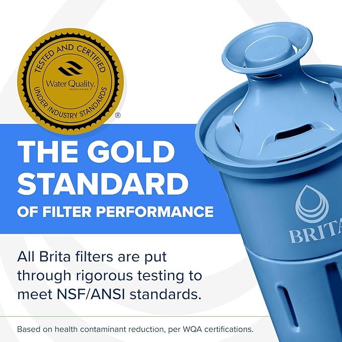Brita Extra-Large 27-Cup Elite Water Filter Dispenser, WQA NSF/ANSI Certified, Reduces 99% of Lead, Microplastics, & 30 Contaminants, Removes Chlorine Taste & Odor, Black