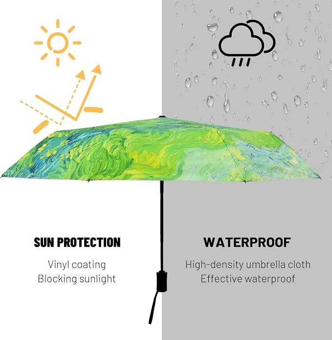 SY COMPACT Travel Umbrella - Windproof Automatic Compact Umbrella for Rain, Lightest 8-Rib, Small, Strong & Portable, Durable Grip, Fits Backpack & Car, Factory Direct (UV Available)
