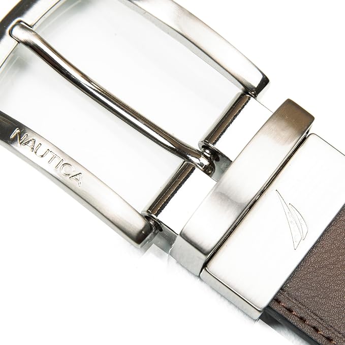 Nautica Men's Reversible Leather Belt | 2-in-1 | Classic | Everyday | Business | Work | Dress | Casual | Metal Buckle