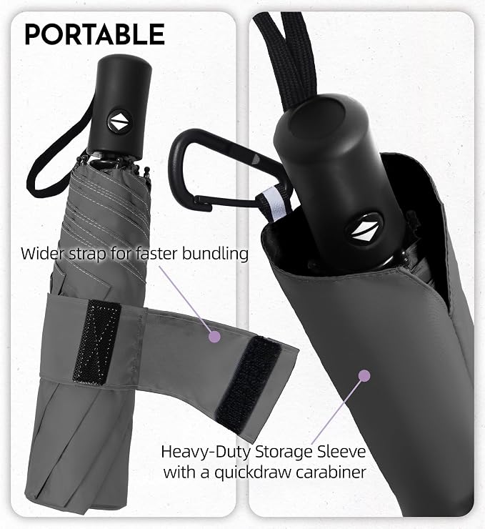 Compact Travel Windproof Umbrella, 43" Auto open/close Folding Quick Dry Umbrellas for Rain, Lightweight Portable Small for Backpack Car, Thoughtful Gift for Women Men Kids, TSA Approved