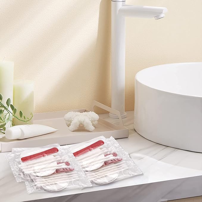 50 Sets Personal Hygiene Kit Basic Toiletry Kits Homeless Supplies Bulk Bundle with Bulk Hotel Amenities Kit, Include Cotton Pads, Cotton Swabs, Nail File (Paper Sticks)