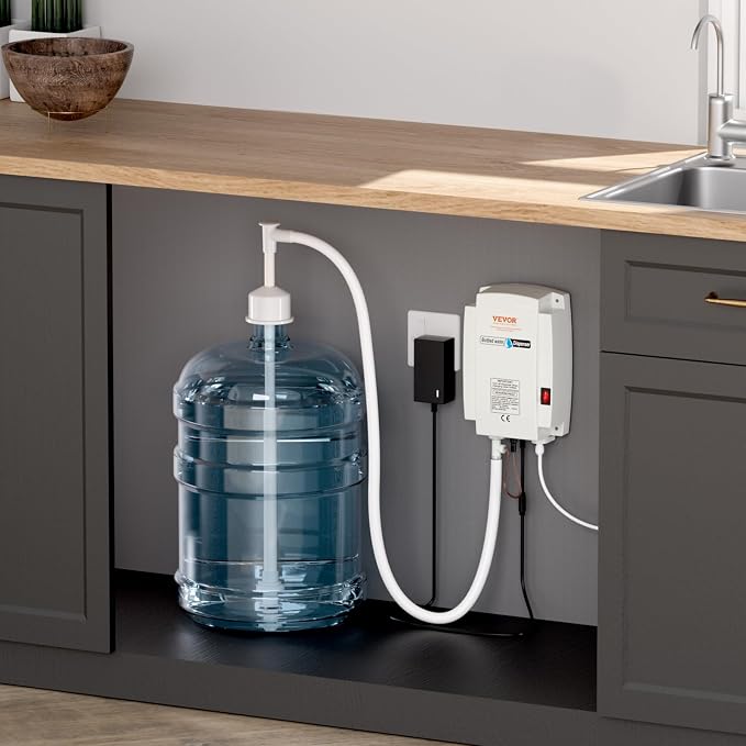 VEVOR Bottled Water Dispenser Pump System, 5 Gallon Dispensing System, Automatic Electric Water Dispenser, Single Inlet Water Jug Pump, Compatible Use with Coffee/Tea Machine, Refrigerator, Ice Maker