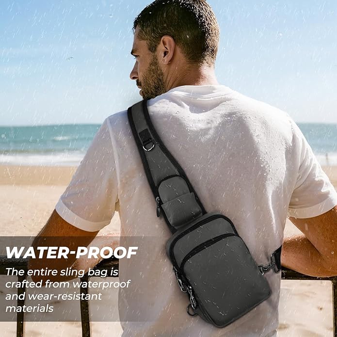 Crossbody Bag Anti Theft Sling Bag for Women Men RFID Blocking, Small Shoulder Chest Bags with Zipper Lock