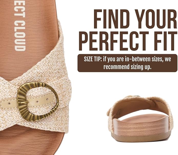 Project Cloud Womens Sandals - Adjustable Buckle Sandals for Women 2026 with Plush Insole - Lightweight & Non Slip Slides for Women Footwear