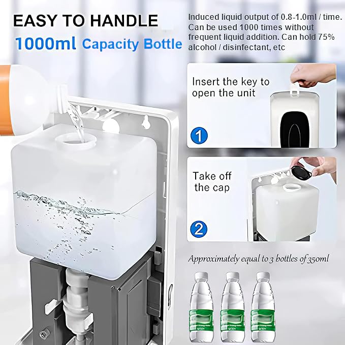 Automatic Hand Sanitizer Dispenser Wall Mount, Liquid Hand Sanitizer Spray Dispenser, 33oz/1000ml Touchless Hand Soap Dispenser for Commercial Industrial Hospitals Office Public