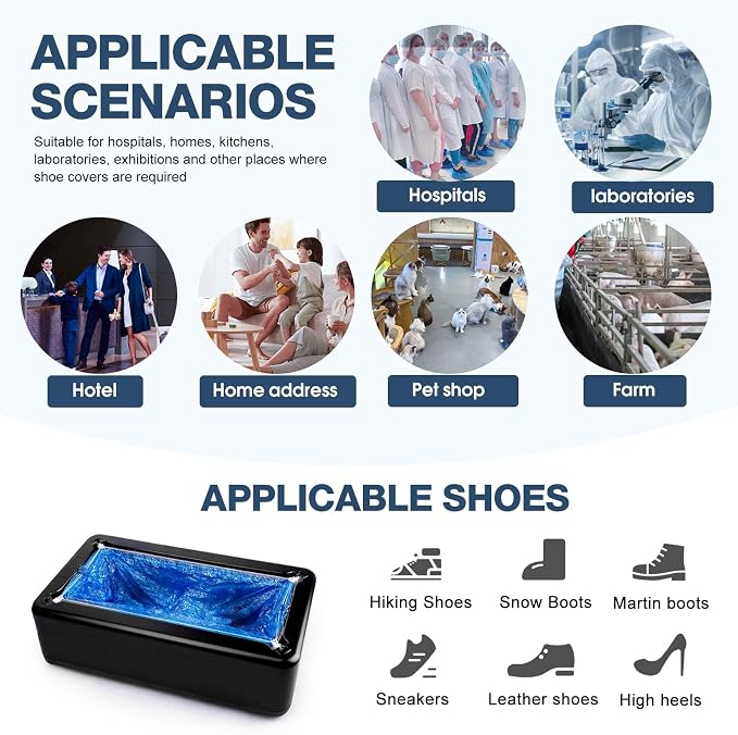 Shoe Cover Dispenser Containing 200pcs Shoe Covers Disposable Non Slip High Quality Automatic Shoe Cover Machine with Disposable Shoe Covers for Indoors for Most Occasion and Shoes Size