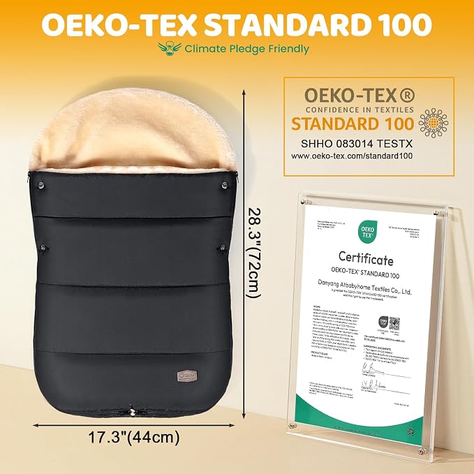 Orzbow Faux Sheepskin Winter Car Seat Cover for Babies, Waterproof Bunting Bag for Car Seats & Strollers, Warm and Cozy Carseat Footmuff to Protect Baby from Cold Wind, Machine Washable, Black