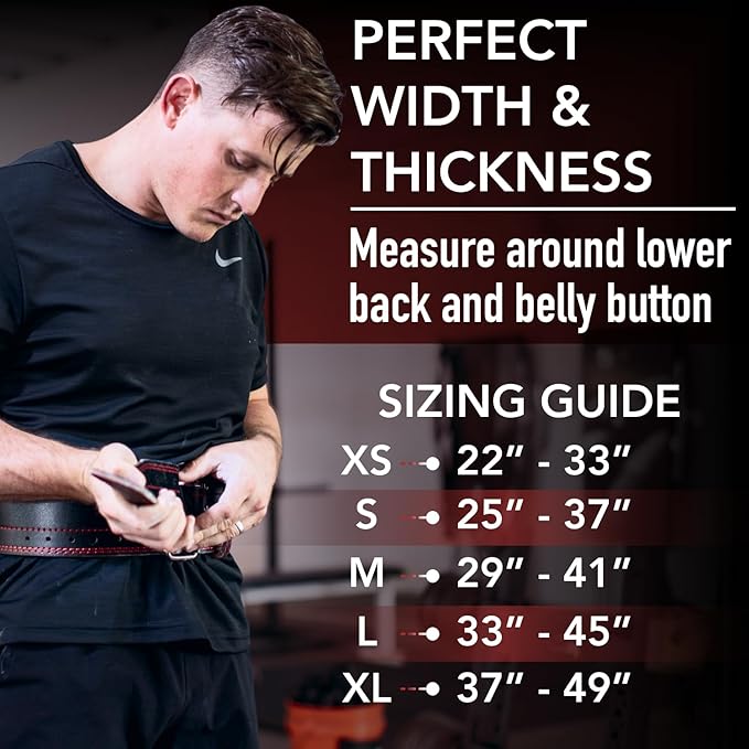 Dark Iron Fitness Genuine Leather Weightlifting Belt, 4 Inch Wide for Men Women with Double Prong Buckle Reinforced Stitching, Powerlifting Deadlift Squat Training Core Support Gym Strength Workout