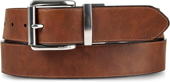 Nautica Men's Reversible Leather Belt | 2-in-1 | Classic | Everyday | Business | Work | Dress | Casual | Metal Buckle