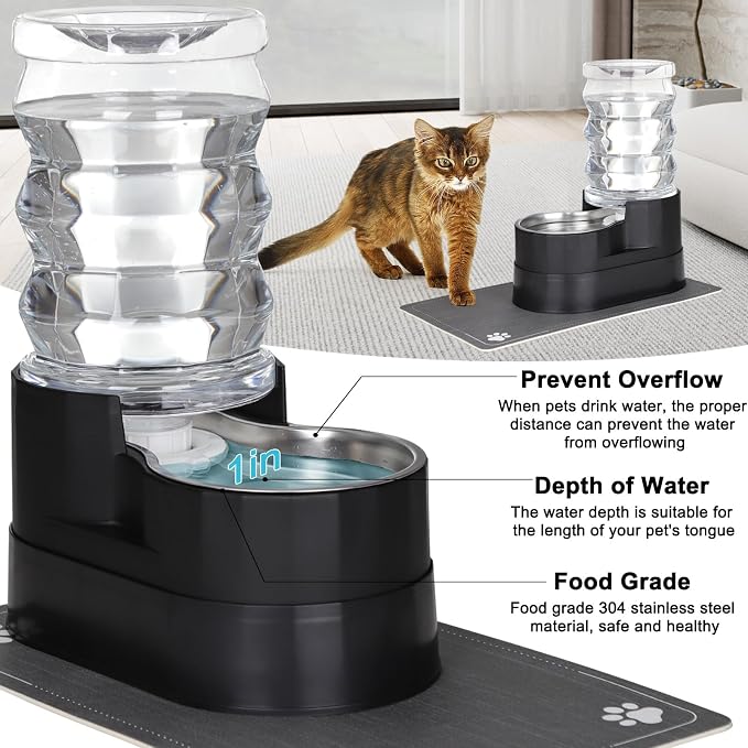 RIZZARI 7L Elevated Dog Water Dispenser with Comfortable Feeding Height | Gravity Auto Refill,Spill-Resistant Base,Stable Anti-Tip Design,Easy Water Refilling,Easy to Disassemble