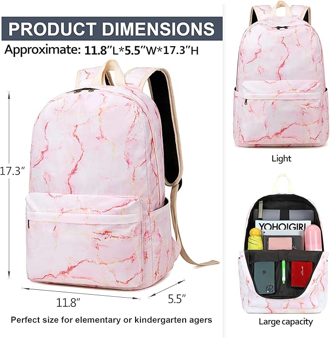 LEDAOU Backpack for Girls School Bag Kids Bookbag Teen Backpack Set Daypack with Lunch Bag and Pencil Case | Kids, Bookbag, Daypack, with Lunch Bag, and Pencil Case
