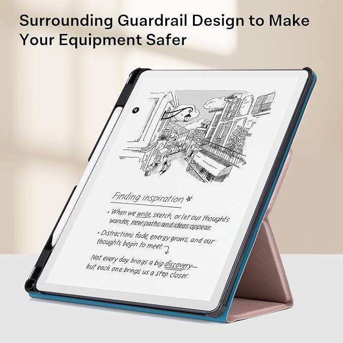CoBak Case for 11" Kindle Scribe 3rd Generation 2025, Kindle Scribe Colorsoft with Two Viewing Angles - All New PU Leather Cover with Auto Sleep Wake, Pen Holder. Rose Gold