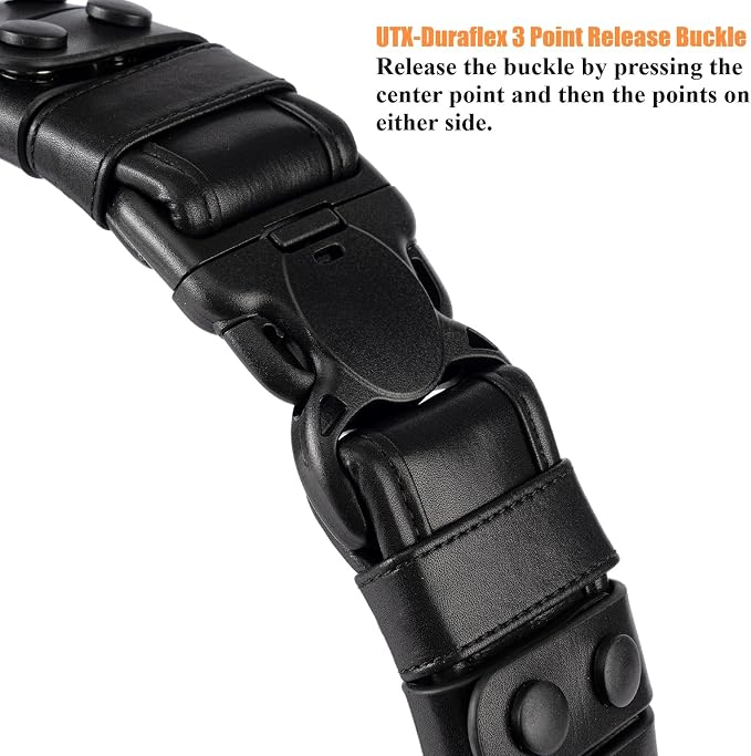 TACNEX 2" Duty Belt w/Hook Lining 4 Keepers 1.5" Reversible Inner Belt for Police Law Enforcement Security Plain Black