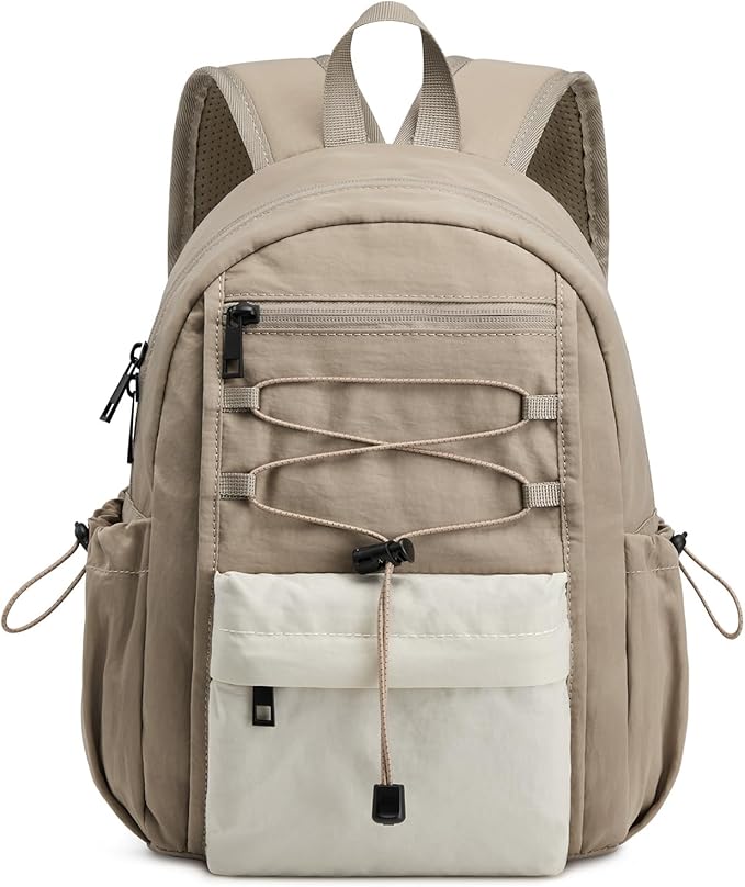G4Free 10L Small Backpack for Women Men Lightweight Mini Travel Backpacks Hiking Casual Daypack, Beige & Khaki