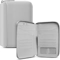 VULKIT Leather Passport Holder for 4-8 Passports Family Passport Wallet with Zipper Travel Documents Organizer for Men or Women(Grey)