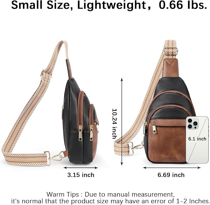 BOSTANTEN Sling Bag for Women Leather Crossbody Bags Fanny Pack Chest Bag for Travel